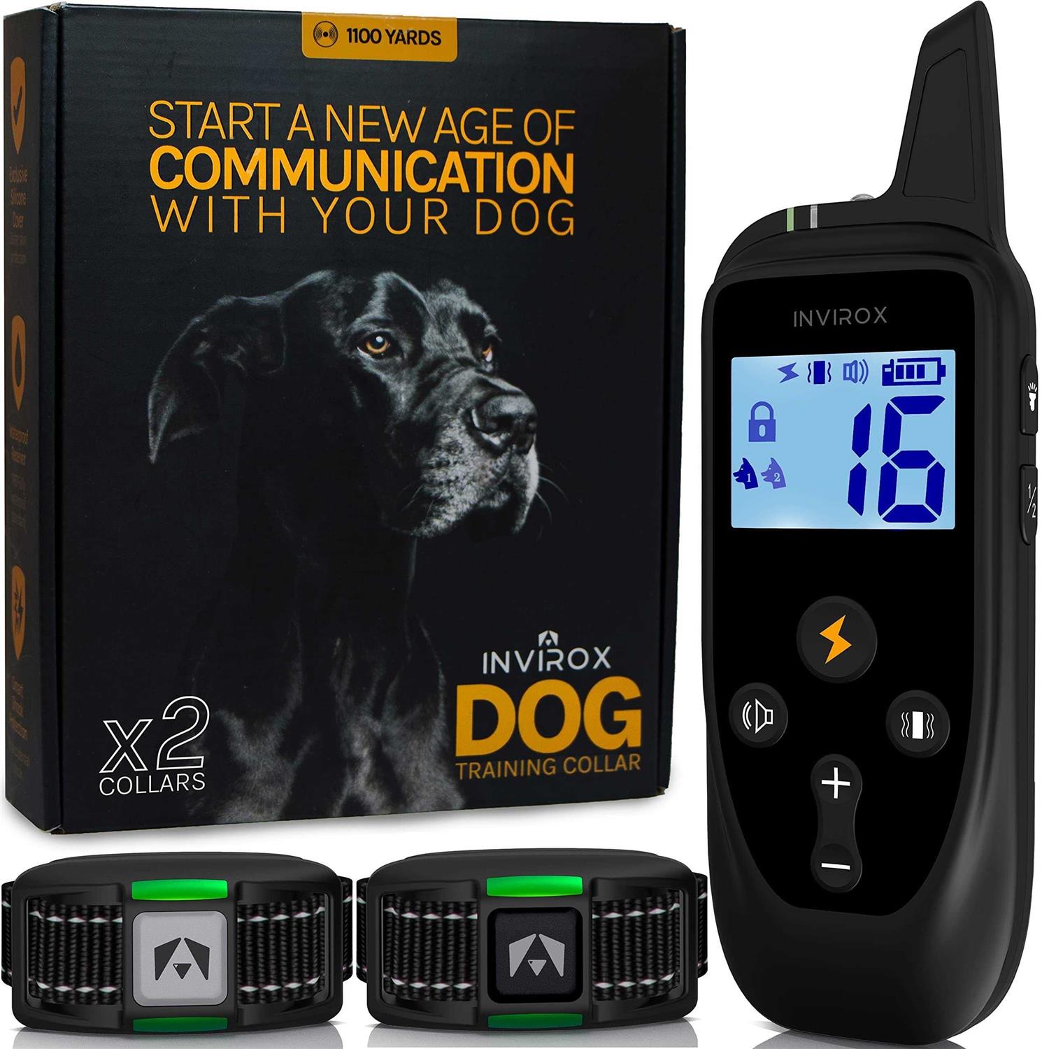 INVIROX X2 Dog Shock Collar For Large Dogs 123 Levels Dog Training Collar 1100Yards Range - Healthber