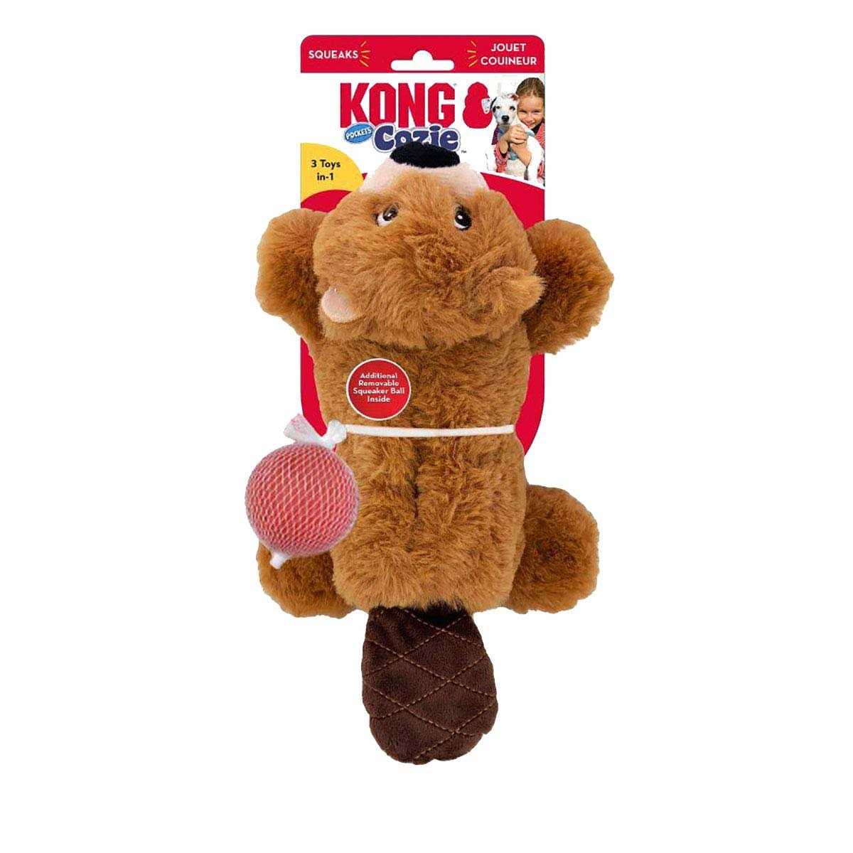 KONG Cozie Pocketz Beaver Dog Toy - Healthber