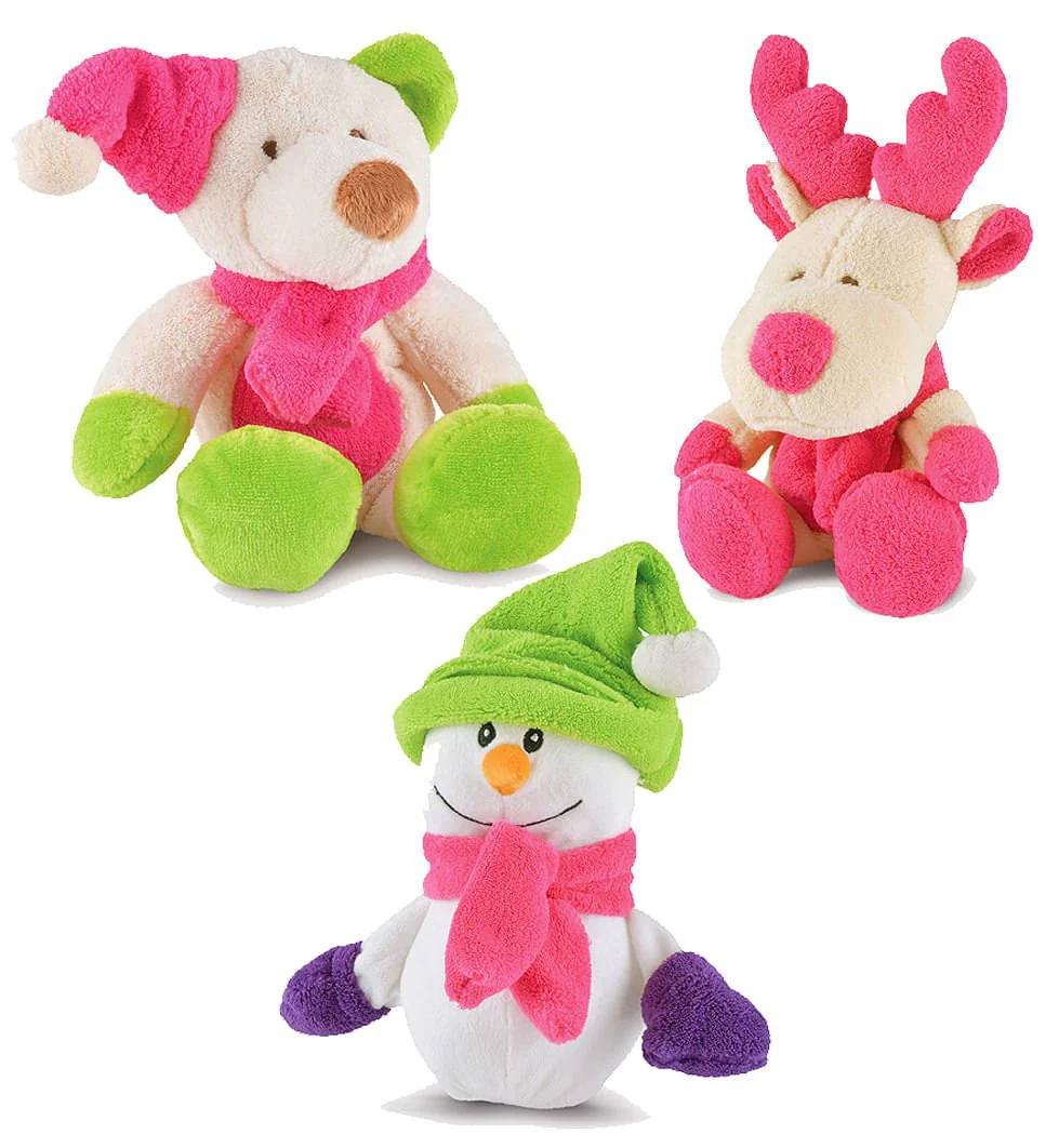 Plush Bright Winter Pals Squeaker Dog Toys, 3 pk - Healthber