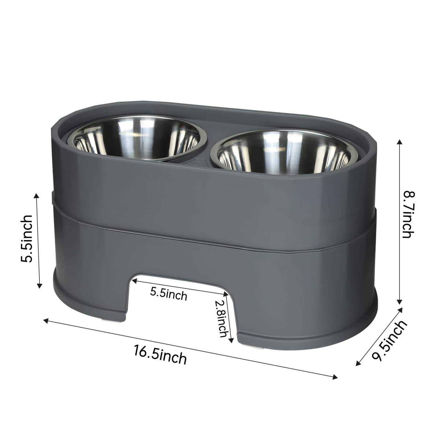 MASOcAT Raised Dog Bowls,Stainless Steel Dog Food Dish and Pet Water Bowls,Elevated Height Adjustable Double Bowl with Stand - Healthber