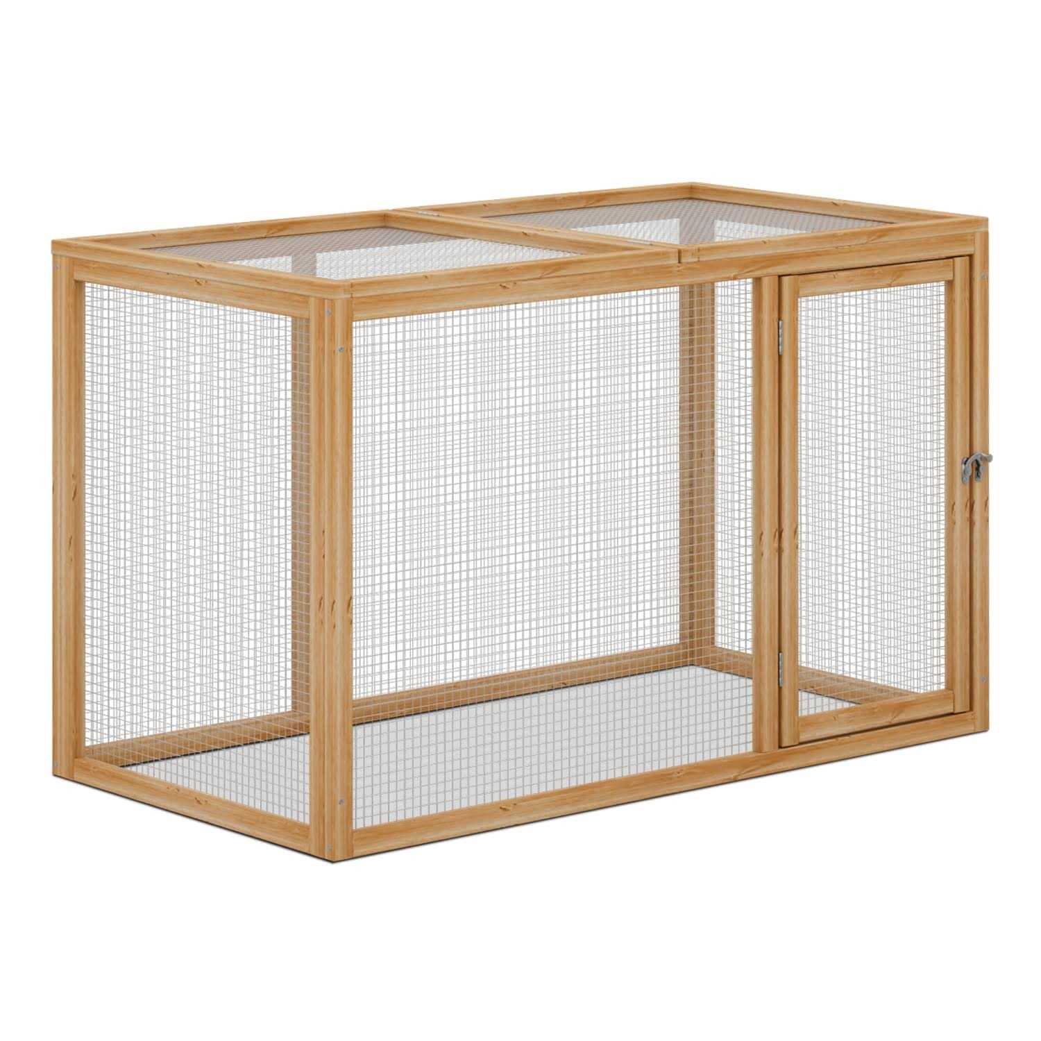 Monibloom Chicken Run for Yard Wood Chicken Cage Rabbit Hutch Bunny Pen with Openable Roof and Side Door - Healthber