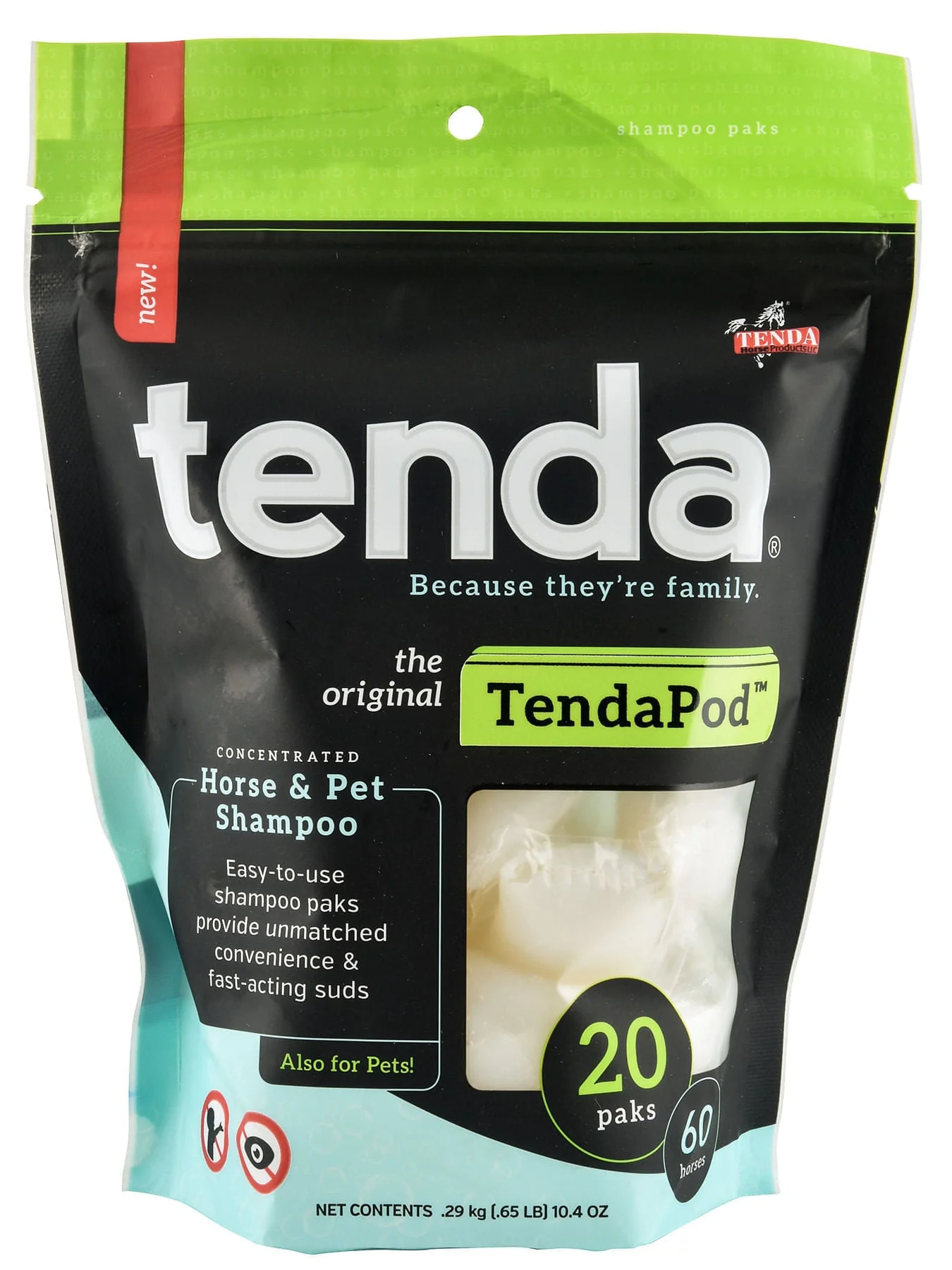 TendaPod Concentrated Horse & Pet Shampoo Paks, 20 Ct. - Healthber