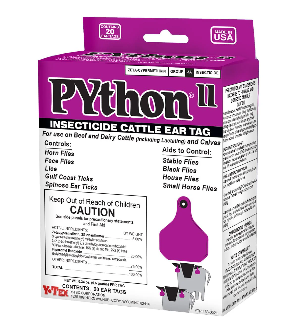 Python II Insecticide Cattle Ear Tags - Healthber