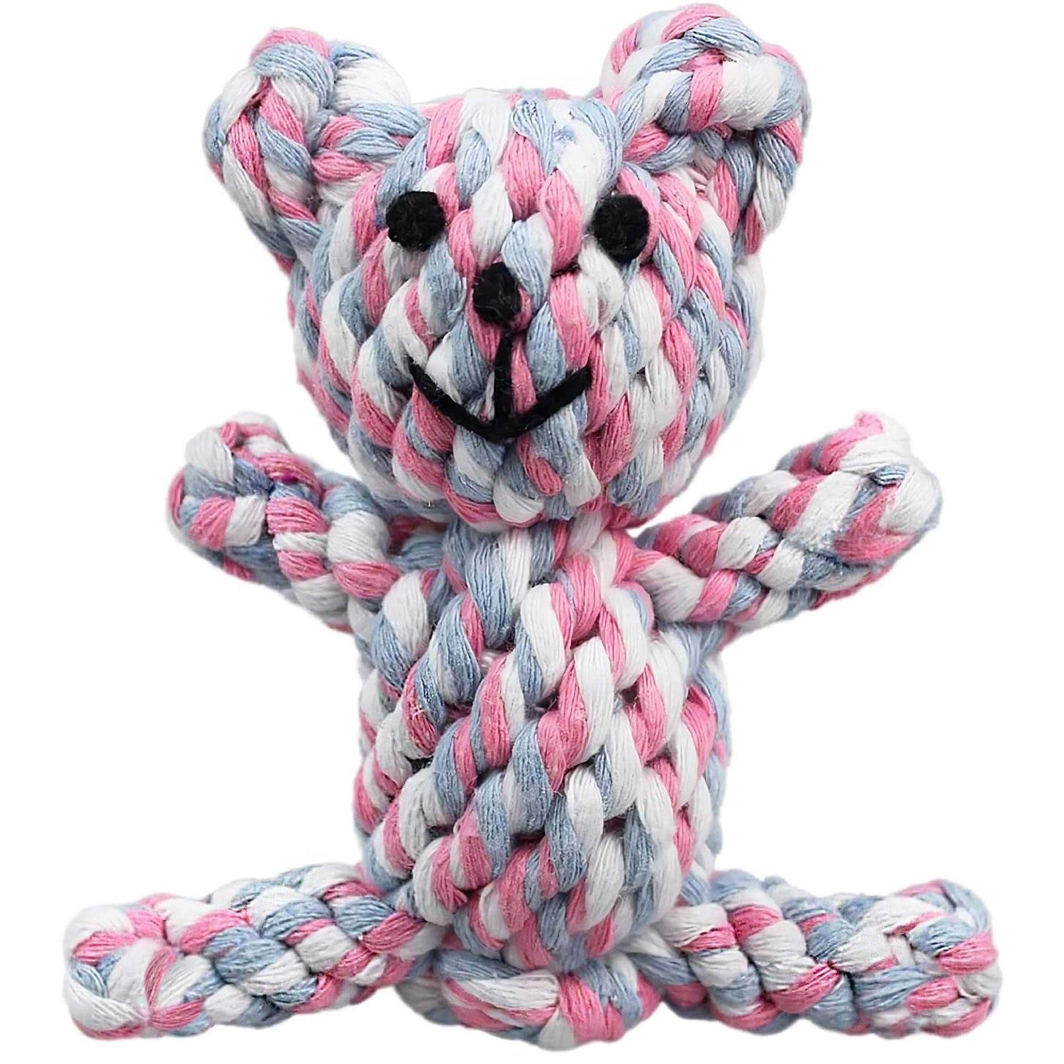 SunGrow Teddy Bear teething Toy, for ferret & dogs, knotted soft cotton rope material, for puppies and Small breeds - Healthber