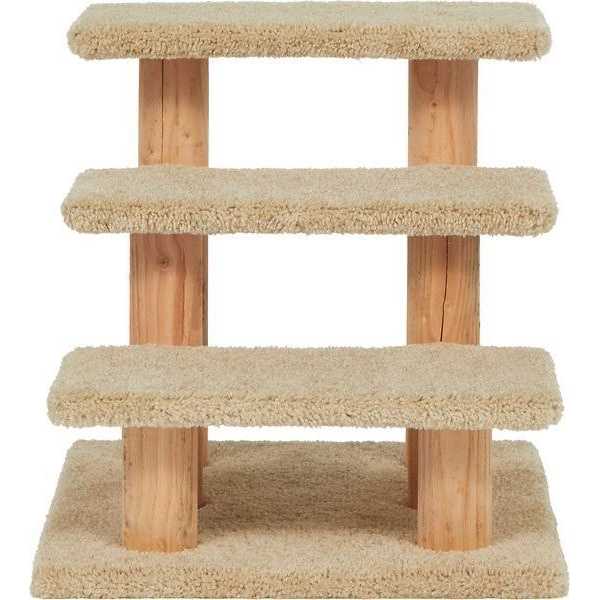 Frisco 20-in 3-Step Real Carpet Wooden Cat Steps - Healthber