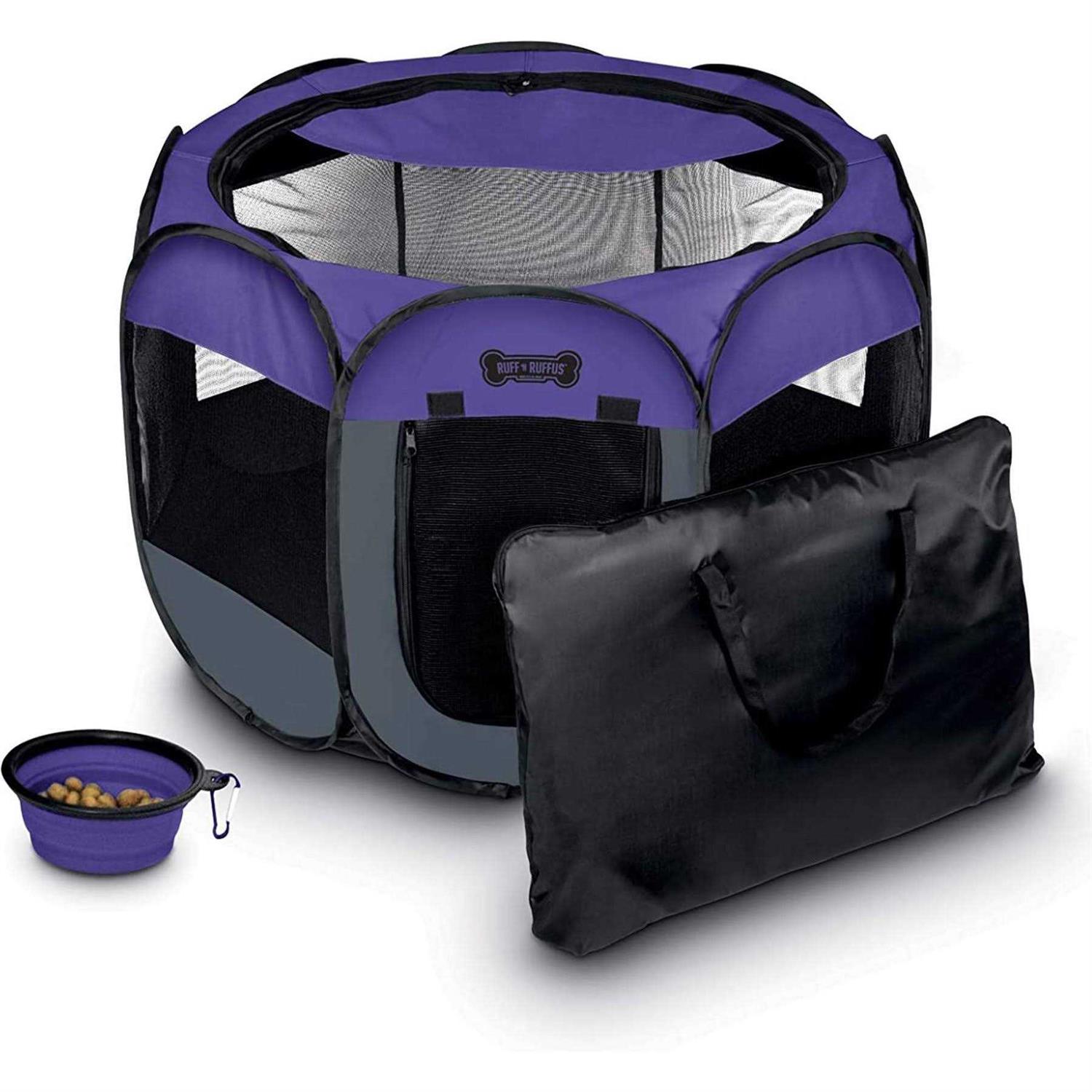 Ruff ‘n Ruffus Porle Foldable Pet Playpen + Free Carrying Case + Free Travel Bowl - Healthber