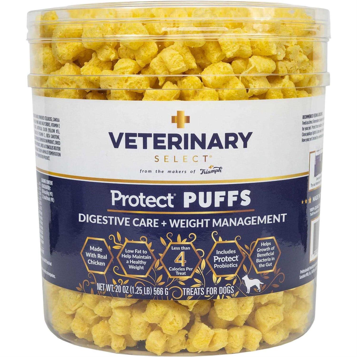 Veterinary Select Protect Puffs Digestive Care + Weight Management Dog Treats 20 oz - Healthber