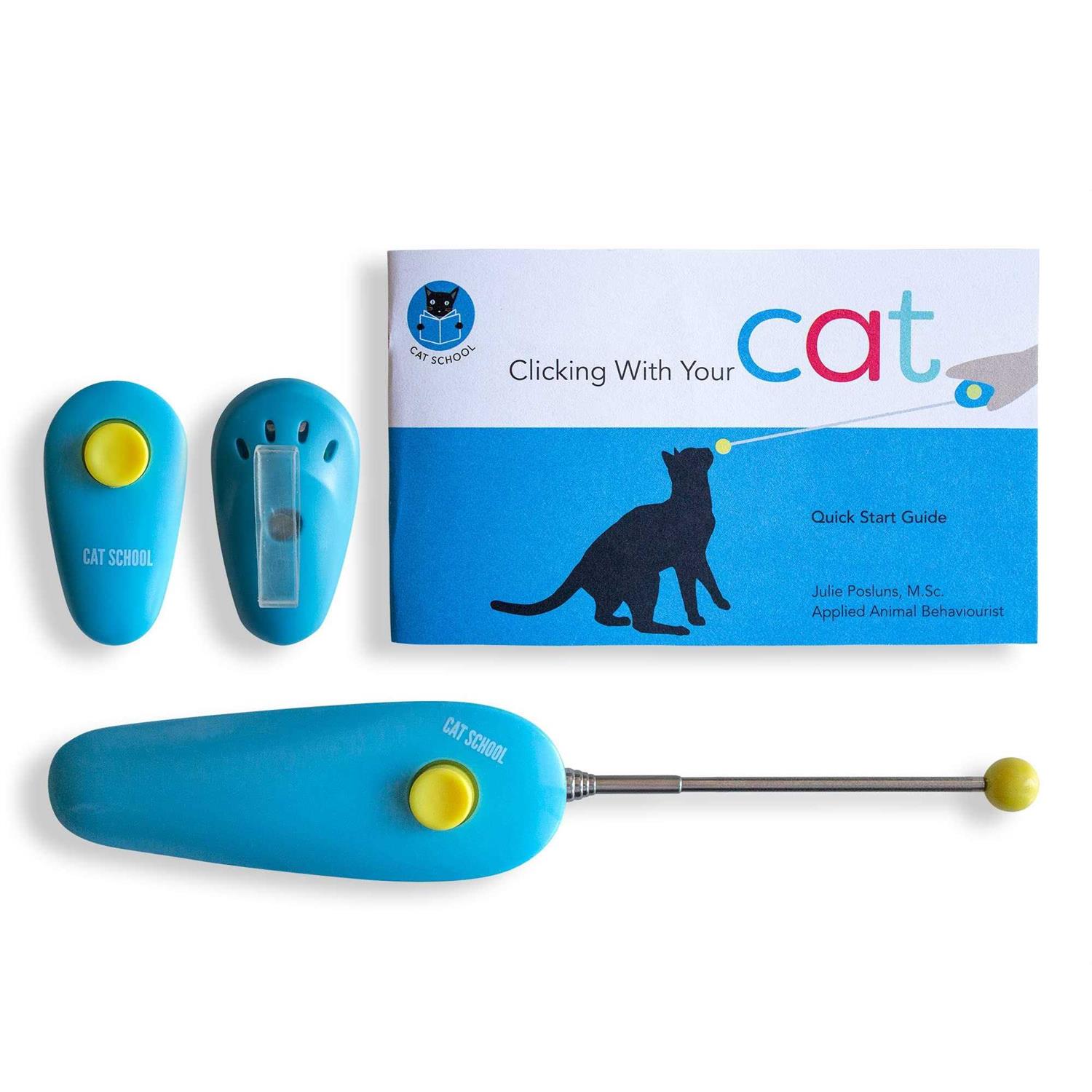 Cat SCHOOL Clicker Training Kit 1 Cat Training Clicker 1 Target Stick - Healthber