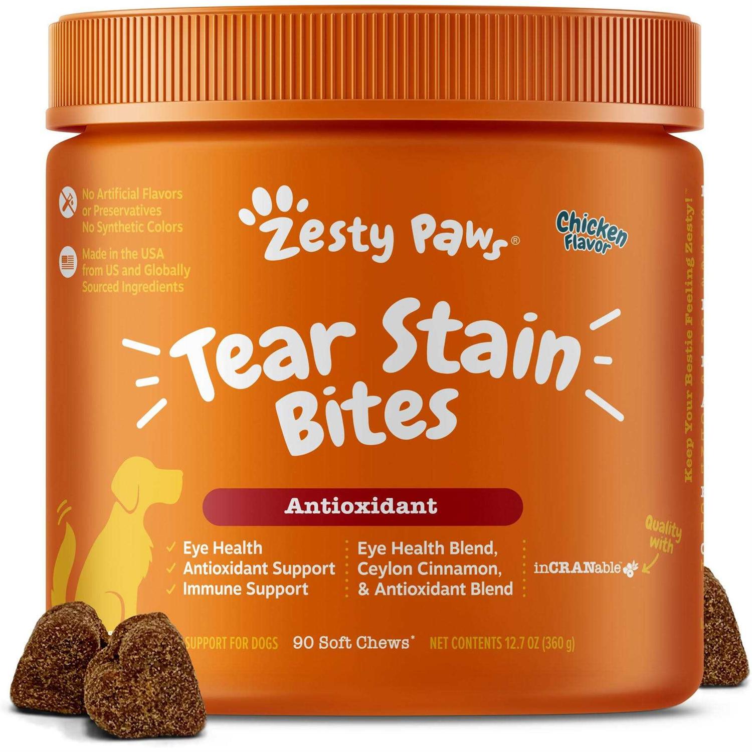 Zesty Paws Chicken Tear Stain Bites Soft Chews for Dogs - Healthber