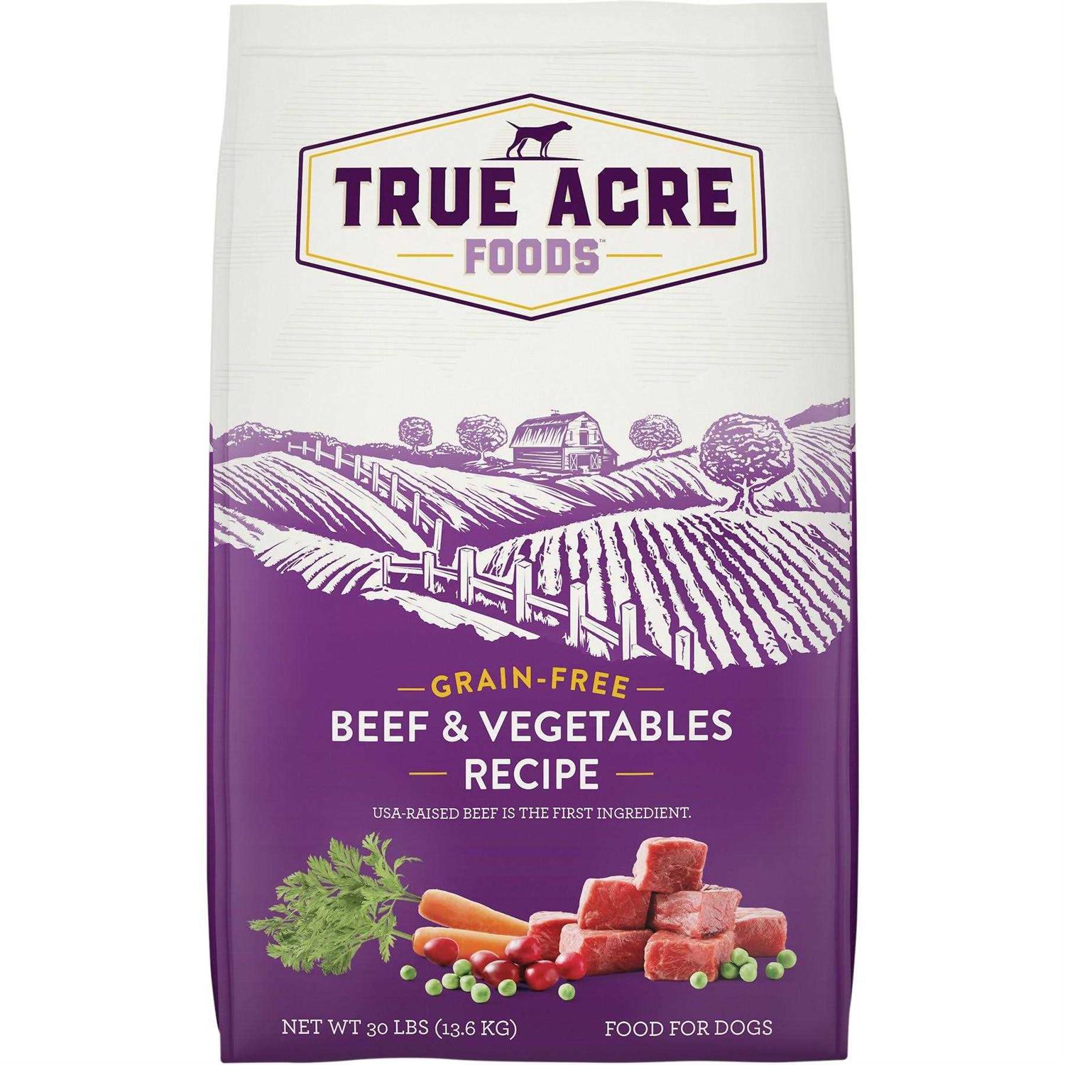 True Acre Foods Grain-Free Beef & Vegetable Dry Dog Food - Healthber