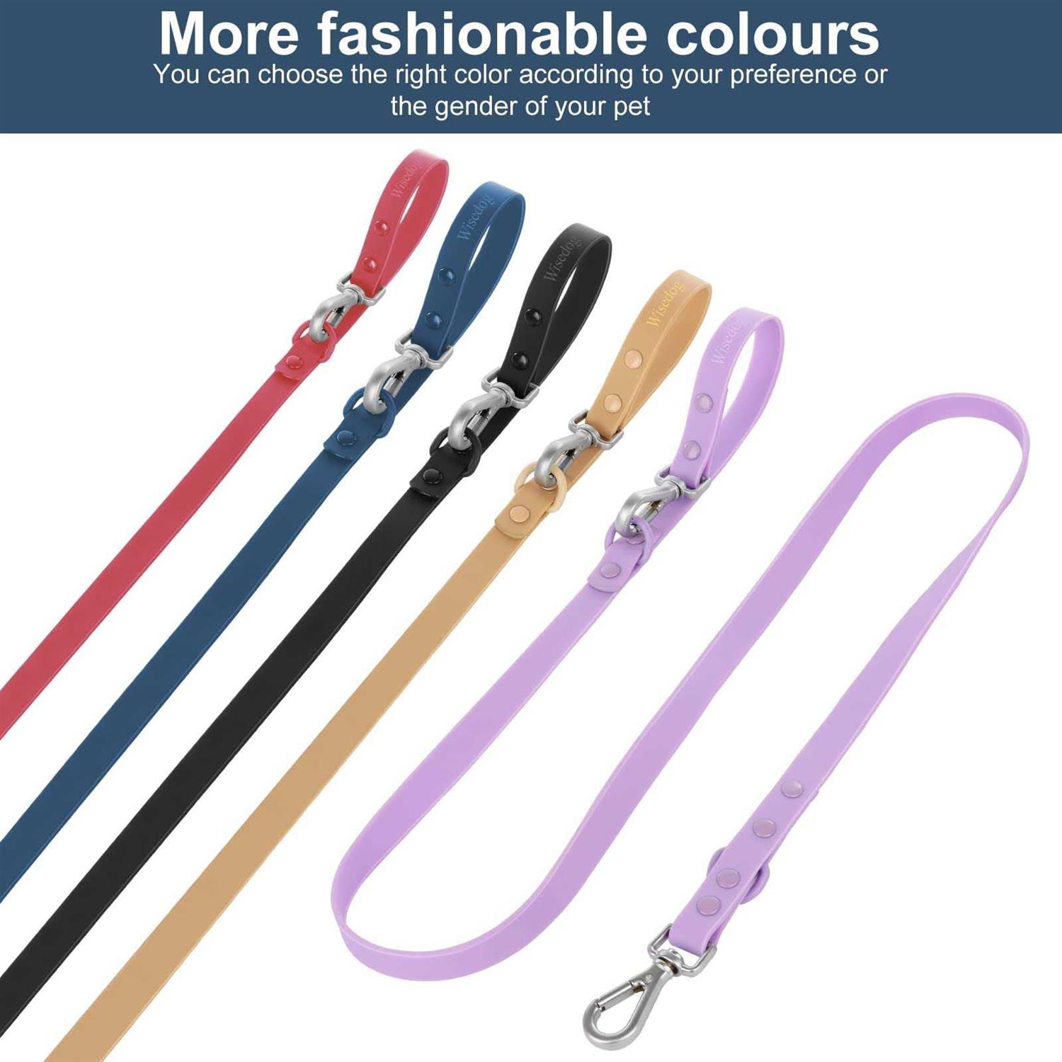 Wisedog Waterproof Dog Leash Standard Dog Leashes With 2 Hooks For Walking, Adjustable Lengths For Traffic Control Safety, Durable and Odor Proof - Healthber