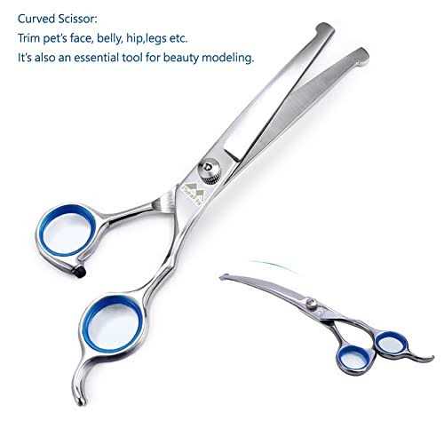 iSeaFly Dog Grooming Scissors Kit with Round Tip Set of 5 Cat Dog Scissors - Healthber