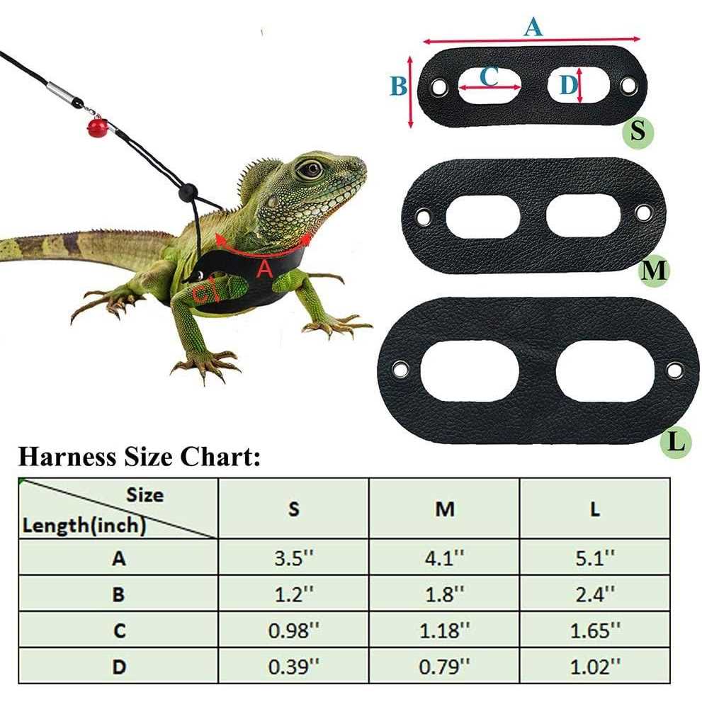 3 Packs Bearded Dragon Harness and Leash Adjustable Soft Leather Reptile Lizard Leash for Amphibians and Other Small Pet Animals - Healthber
