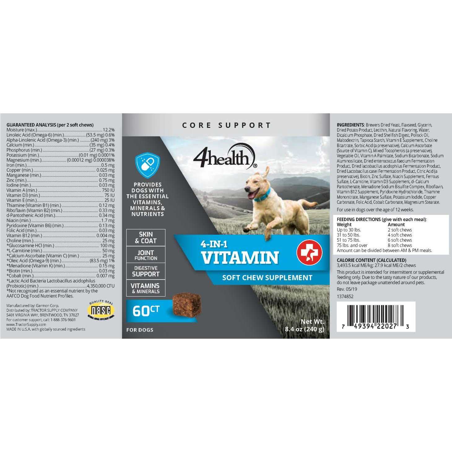 4health 4-in-1 Multi-Vitamin Soft Chew Dog Supplement 1374852 - Healthber
