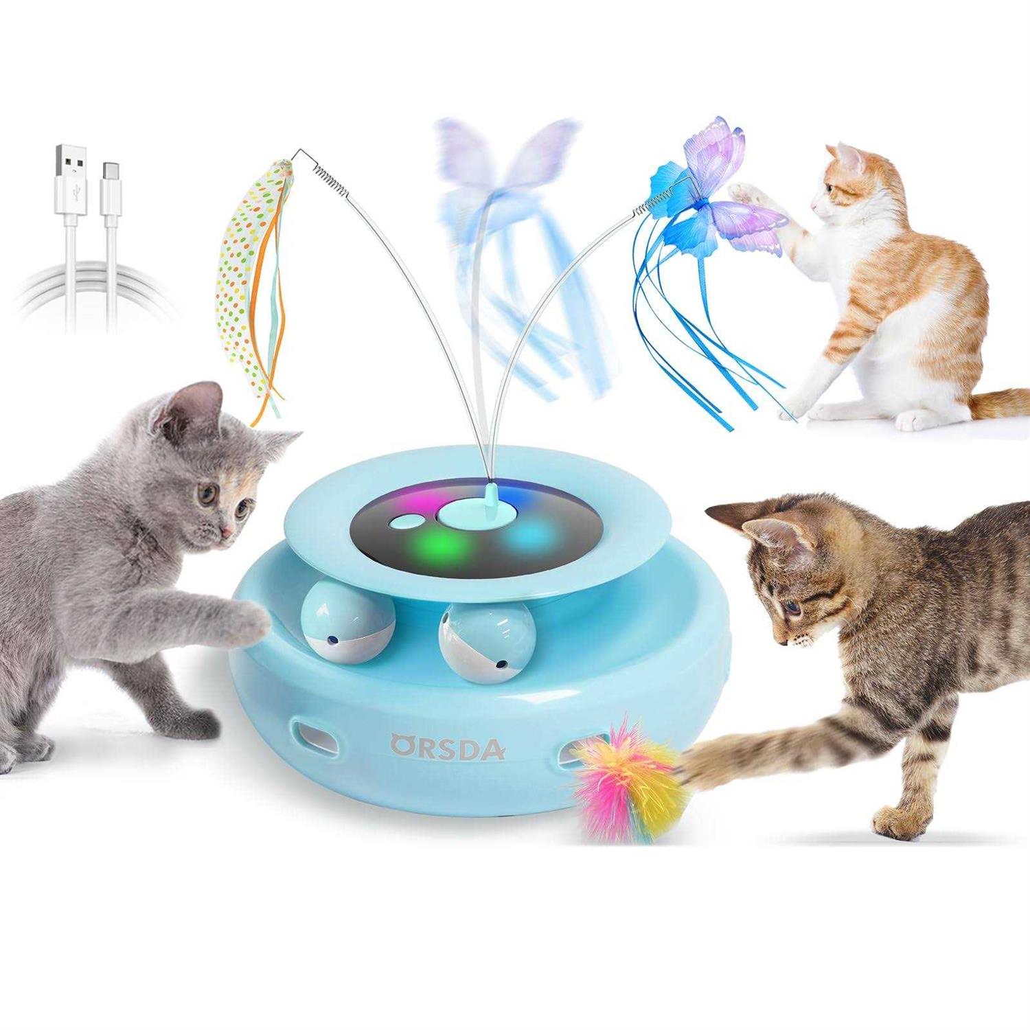 ORSDA 3-in-1 Cat Toys Rechargeable Interactive Cat Toys for Indoor Cats Automatic Kitten Toy - Healthber