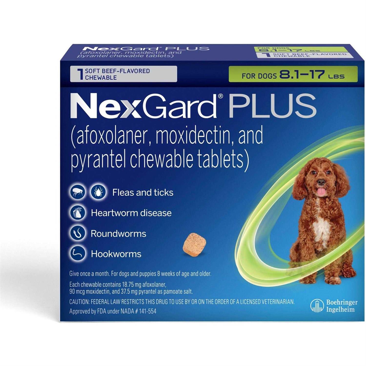 NexGard Plus Chewables for Dogs 8.1-17 lbs - Healthber