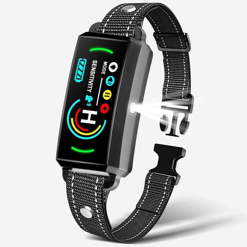 Greemoor AI Dog Bark Collar with Flashing Light,Beep,Vibration,and Optional Shock,Rechargeable Anti-Bark Collar with 6 Adjustable Sensitivity - Healthber