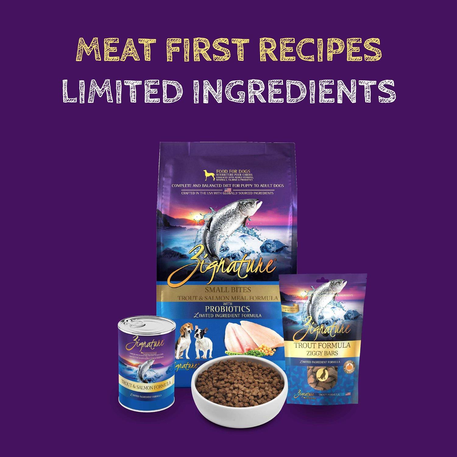 Zignature Dry Dog Food Trout & Salmon Formula Small Bites - Healthber