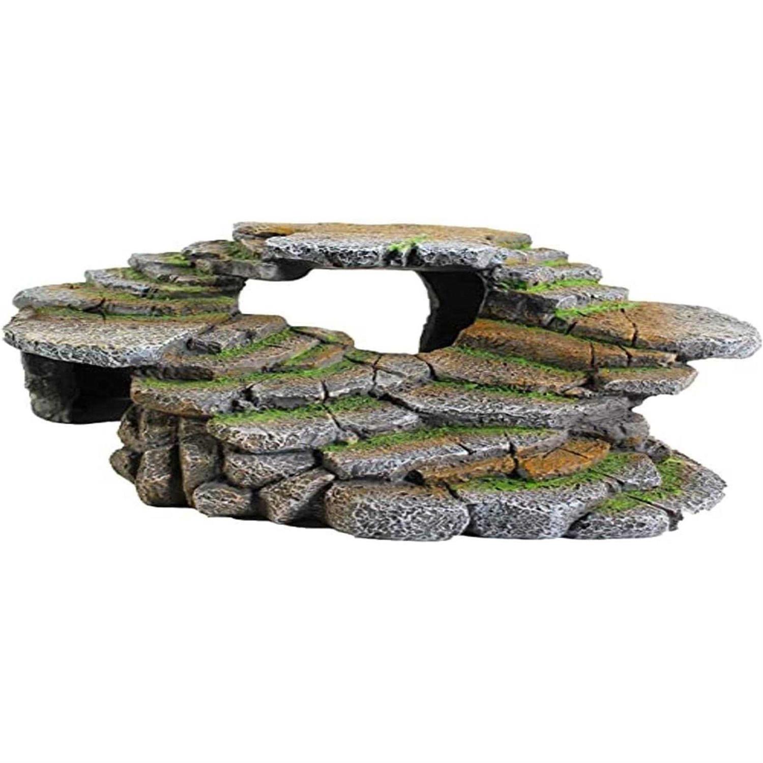 Penn-Plax Reptology Shale Scape Step Ledge & Cave Hideout for Reptiles Large - Healthber