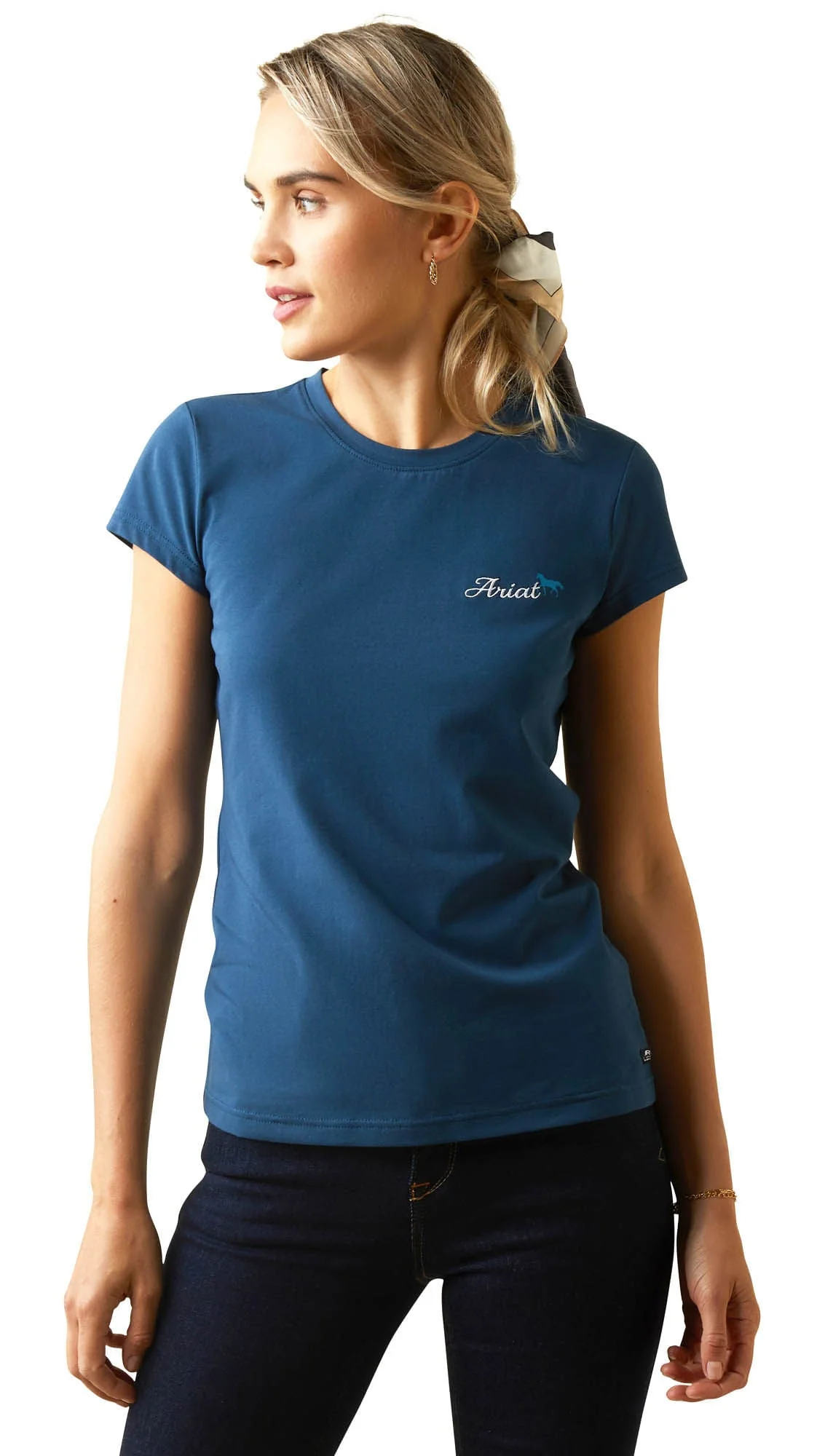 Ariat Women's Logo Script T-Shirt, Deep Petroleum - Healthber