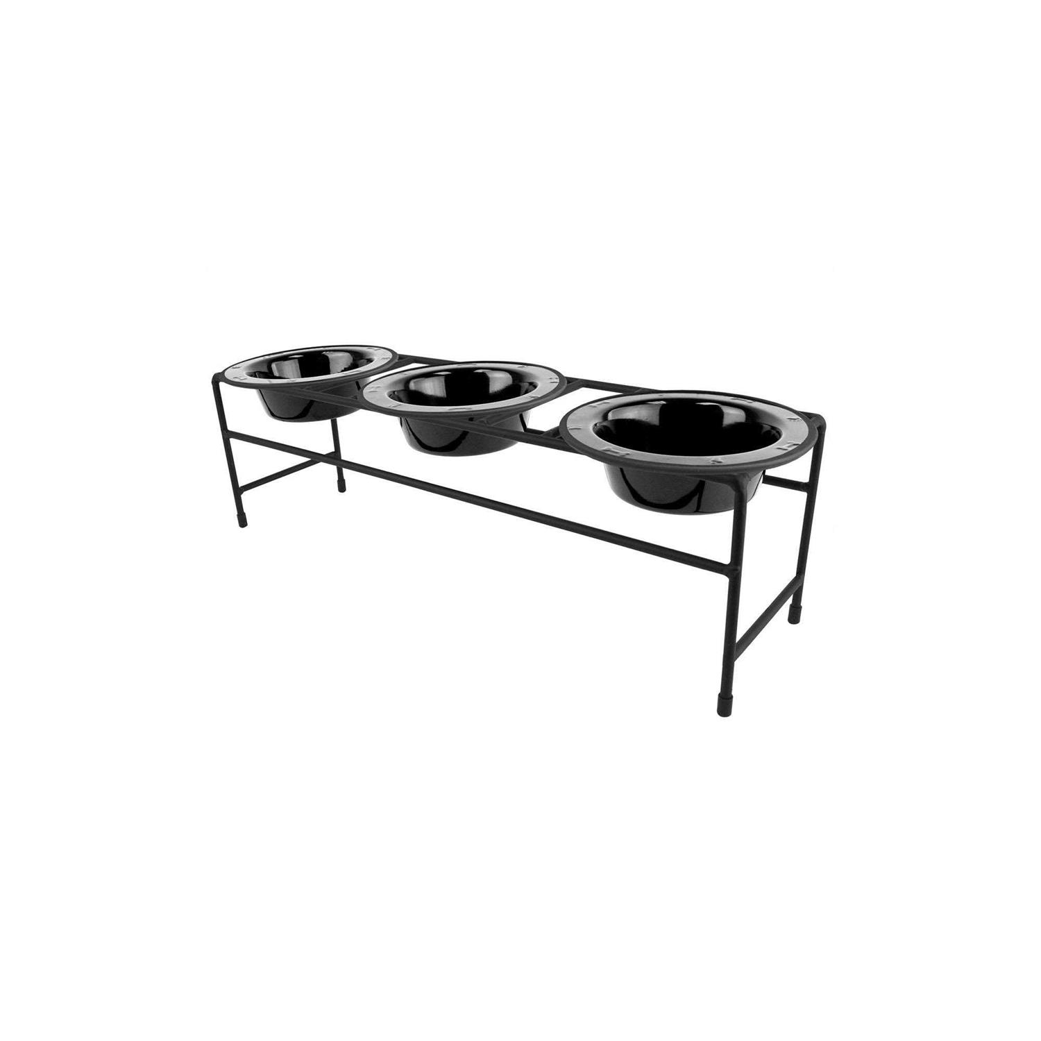 Platinum Pets Triple Diner Feeder With Stainless Steel Dog Bowls - Healthber