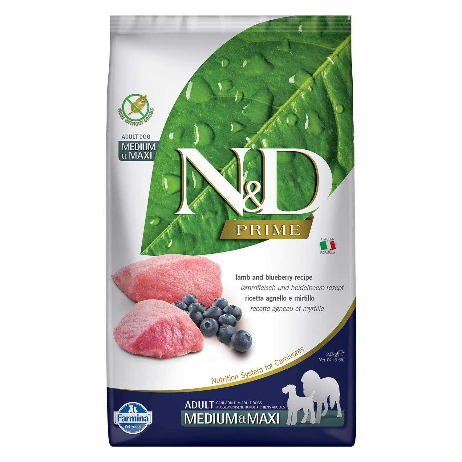 Farmina N&D Prime Adult Lamb & Blueberry Grain Free Dry Dog Food - Healthber