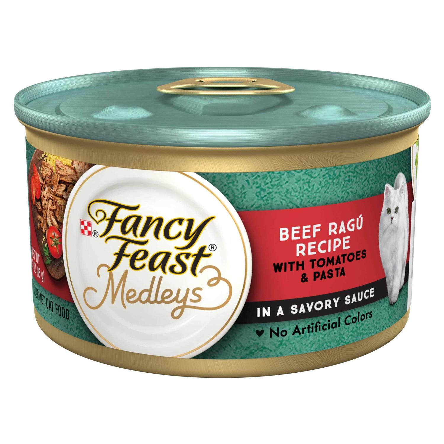 Fancy Feast Medleys Beef Ragu Recipe with Tomatoes and Pasta in a Savory Sauce Wet Cat Food - Healthber