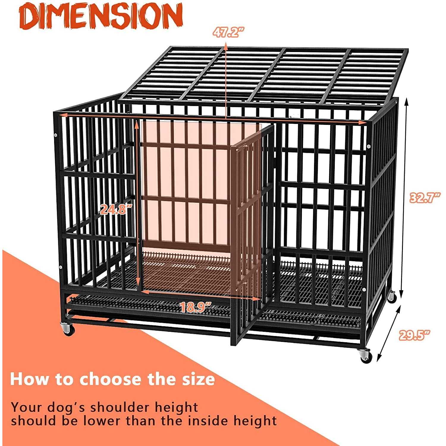Vitesse Heavy Duty Indestructible high Anxiety Dog Crate cage for Outdoor and Indoor with Removable Tray - Healthber