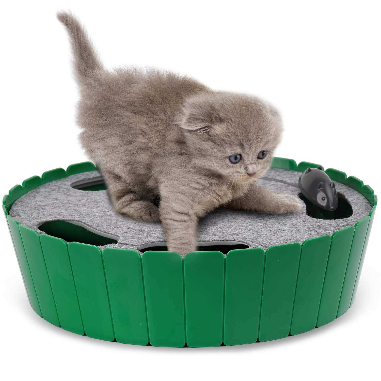 Pawaboo Interactive Cat Toy with Running Mouse, Electronic Motion Cat Toy Automatic Teaser for Indoor Cats, Pop and Play Hide Seek Cat Toy Hunting - Healthber