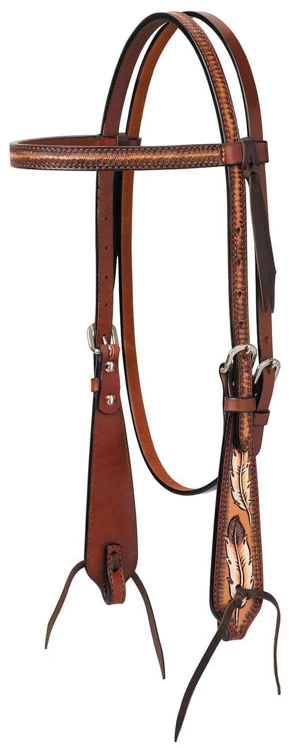 Turquoise Cross Coco Feather Browband Headstall - Healthber