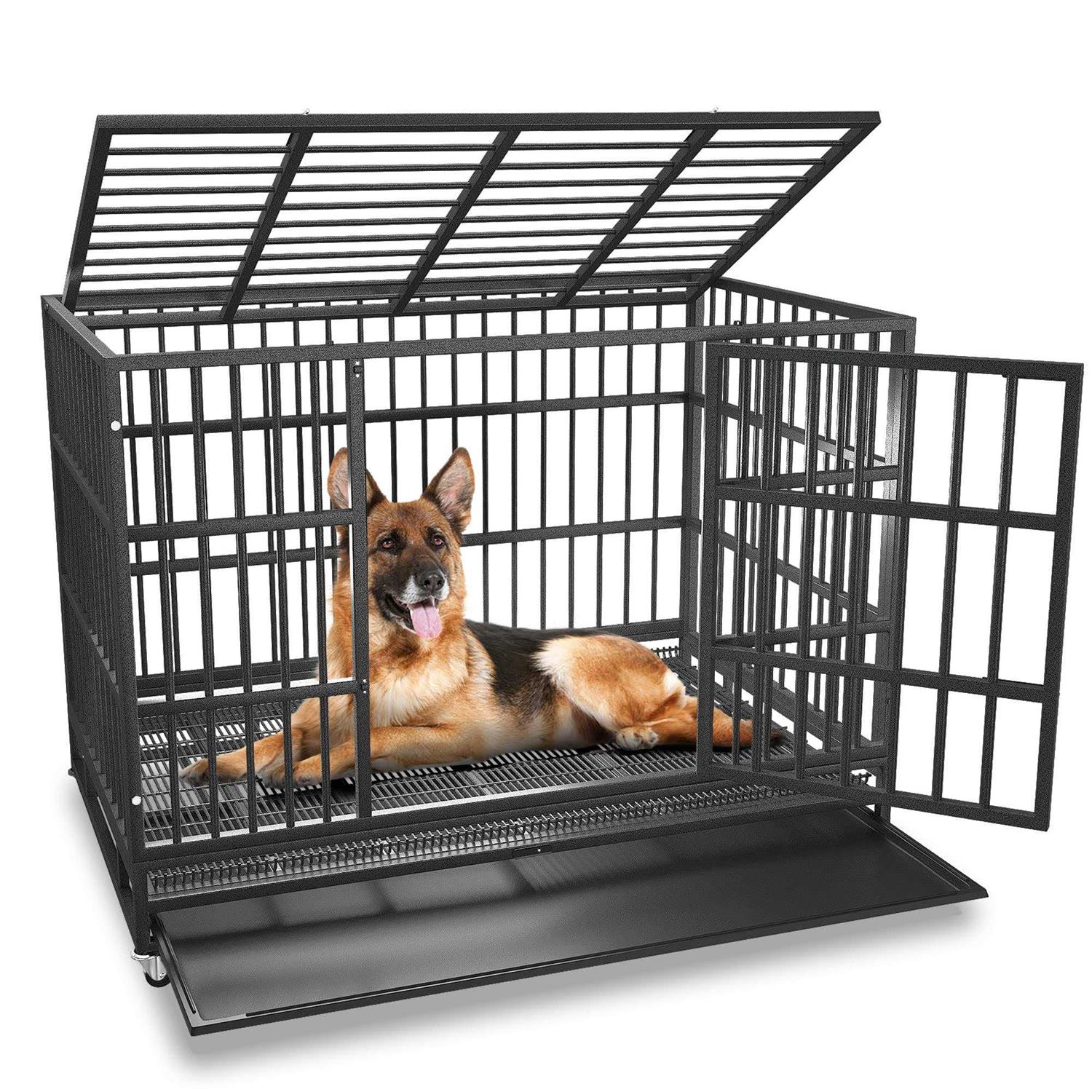 Boldbone 48/38 inch Heavy Duty Dog Crate for Large Dogs Dog Kennels and Metal Wire Cages - Healthber