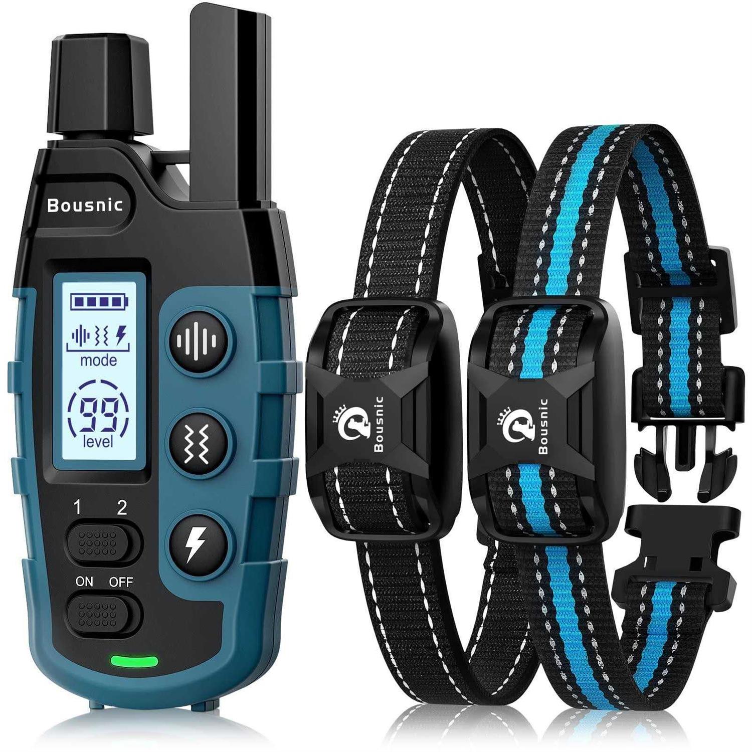 Bousnic Dog Shock Collar 2 Dogs 3300 ft Waterproof Training Collar for Dogs Large Medium Small with Rechargeable Remote - Healthber