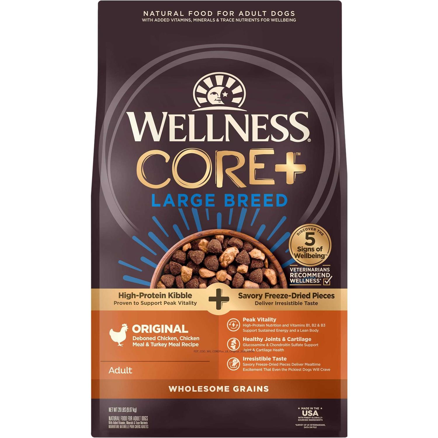 Wellness Core+ Large Breed Adult Dog Food Original - Healthber