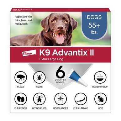 K9 Advantix II Vet-Recommended Flea Tick & Mosquito Prevention for XL Dogs +55 lbs - Healthber