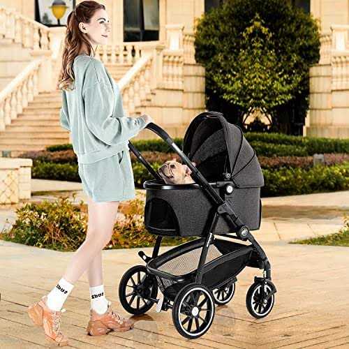 Kenyone Pet Stroller 3 in 1 Dog Stroller for Medium Small Size Dogs - Healthber
