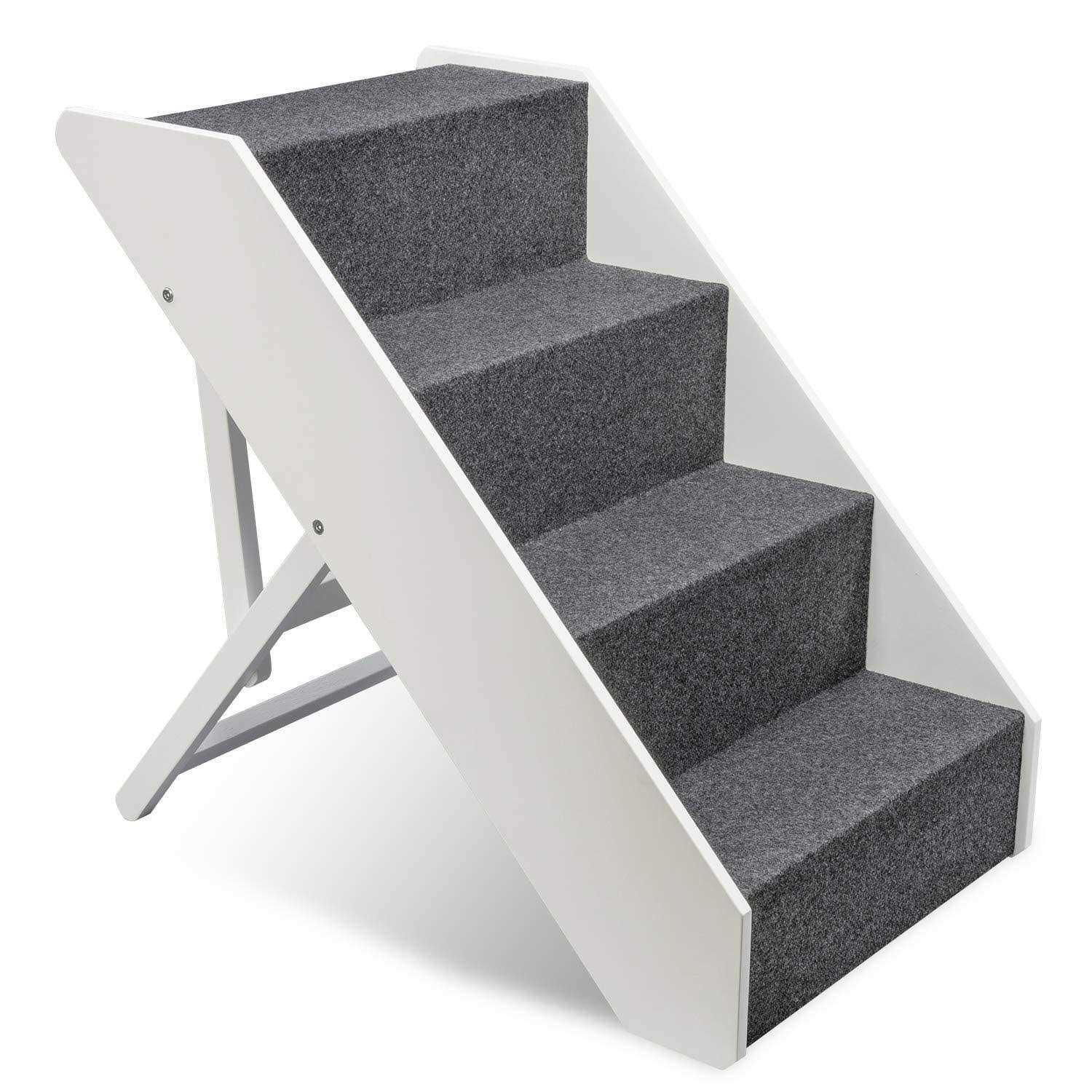 Arf Pets Wood Dog Stairs, Adjustment Wide Pet Steps for Cat and Dogs - Healthber