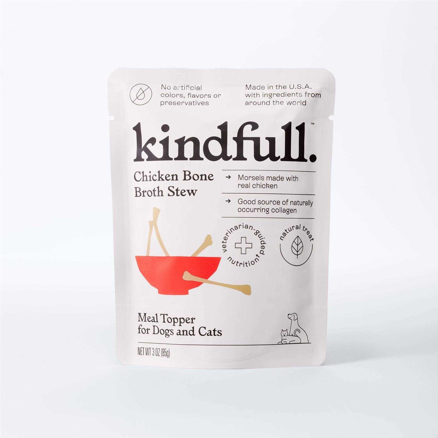 Kindfull Chicken Bone Broth Stew Wet Meal Topper for Dog and Cat Food - Healthber