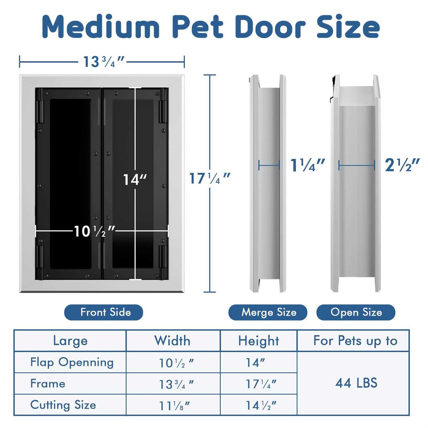 Premium Dog Door Petouch Aluminum Pet Door with Double Panels - Healthber