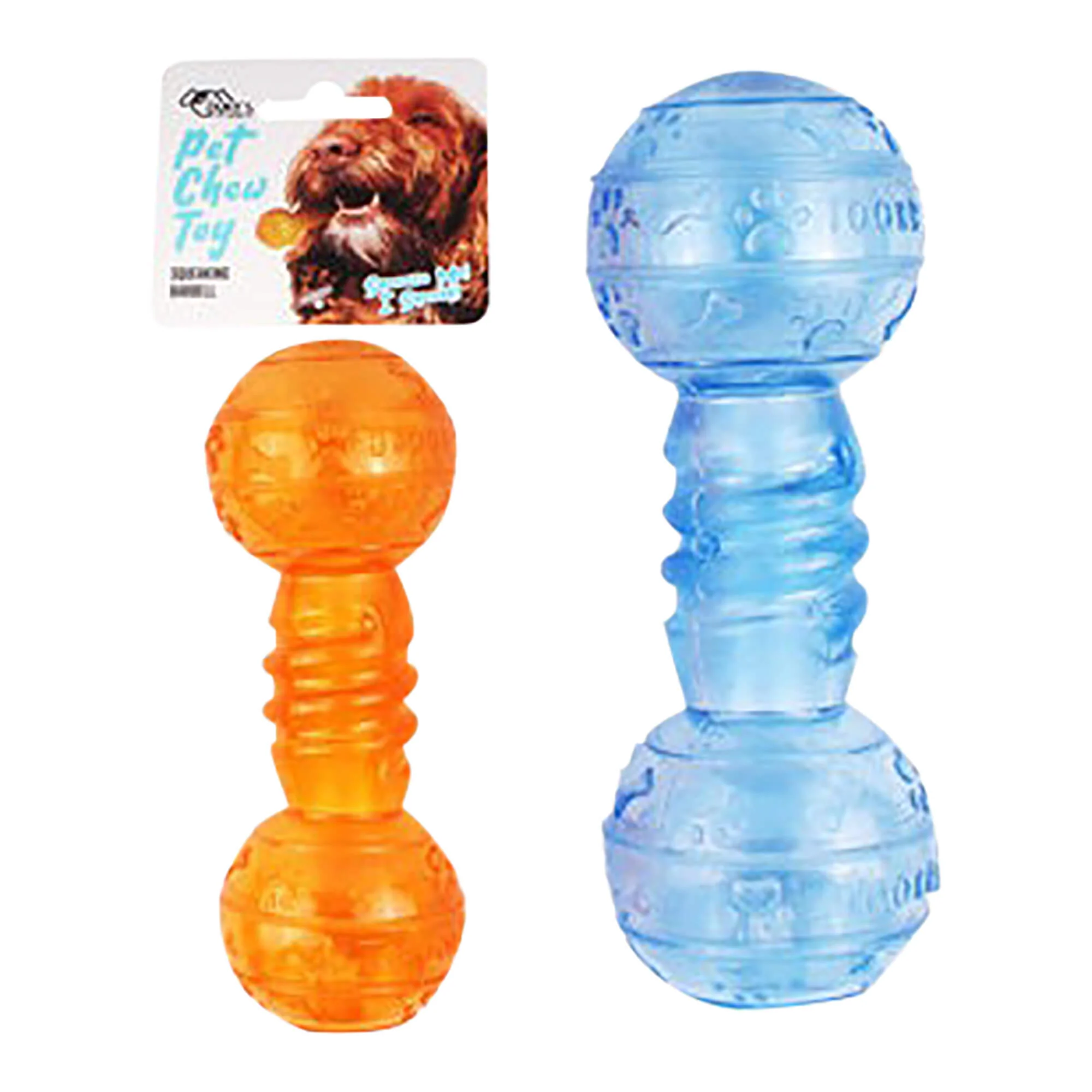 Squeaking Barbell Pet Chew Toy, Assorted Colors, 6.5