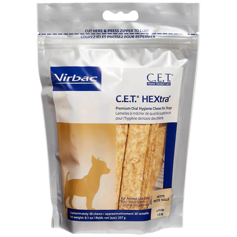 Virbac C.E.T. HEXtra Premium Dental Oral Hygiene Chews for Dogs, 30 ct - Healthber