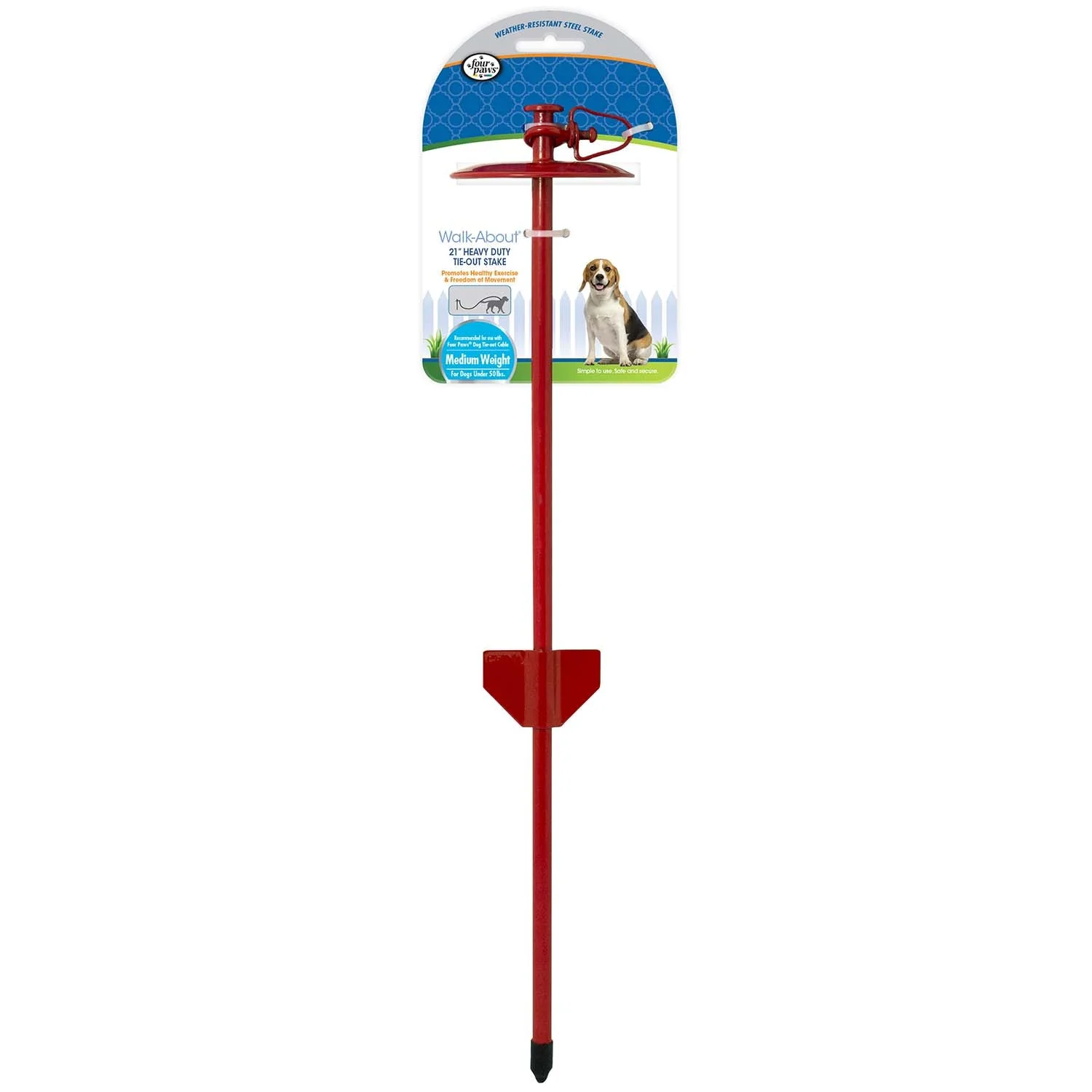 Roam About Dog Tie-Out Stake, Red, 23