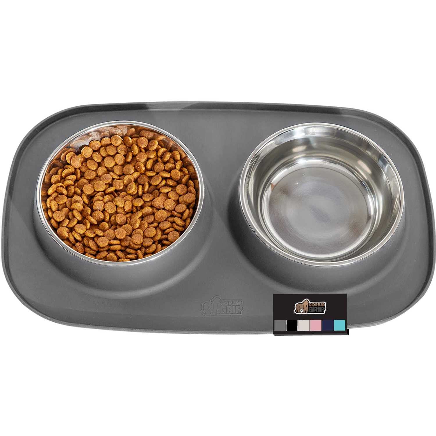 Gorilla Grip 100% Waterproof BPA Free Cat and Dog Bowls Silicone Feeding Mat Set - Healthber