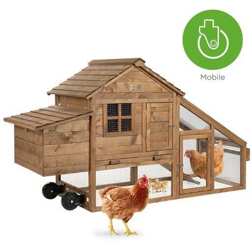 Tucker Murphy Pet 70In Mobile Fir Wood Chicken Coop Tractor Hen House W/ Wheels, 2 Doors, Nest Box, Removable Tray Tucker Murphy Pet - Healthber
