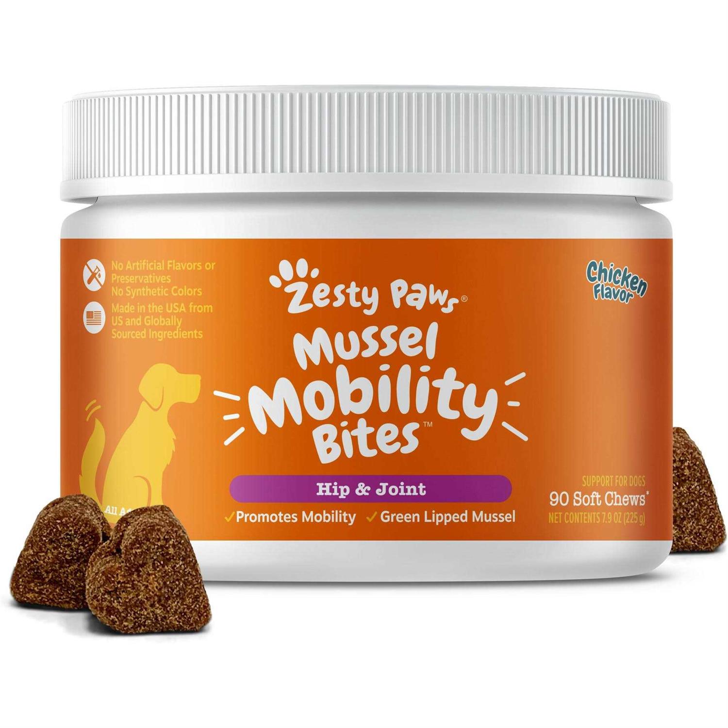 Zesty Paws New Zealand Green-Lipped Mussel Bites Hip & Joint Supplement for Dogs - Healthber
