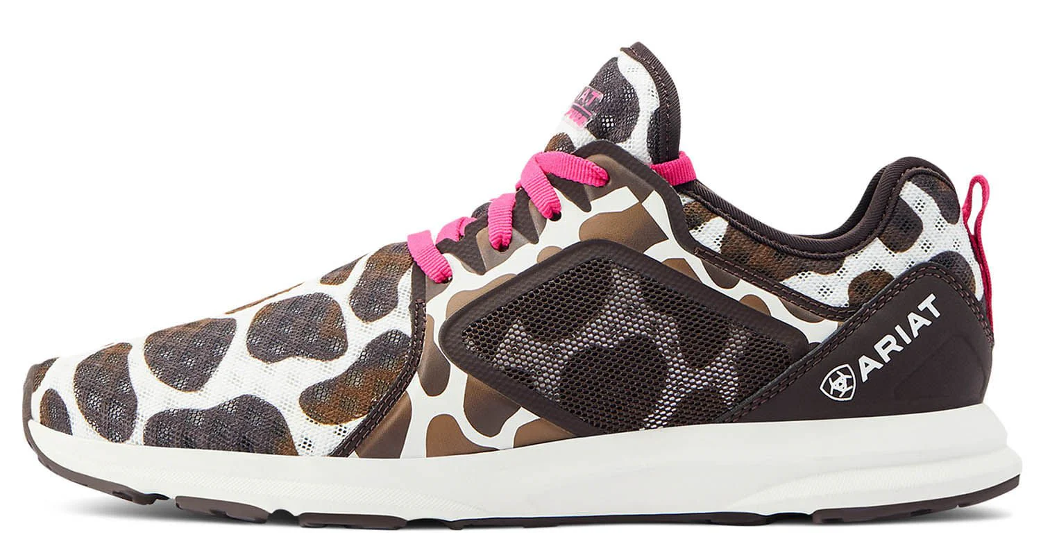 Ariat Women's Fuse Tennis Shoes, Cow Print - Healthber