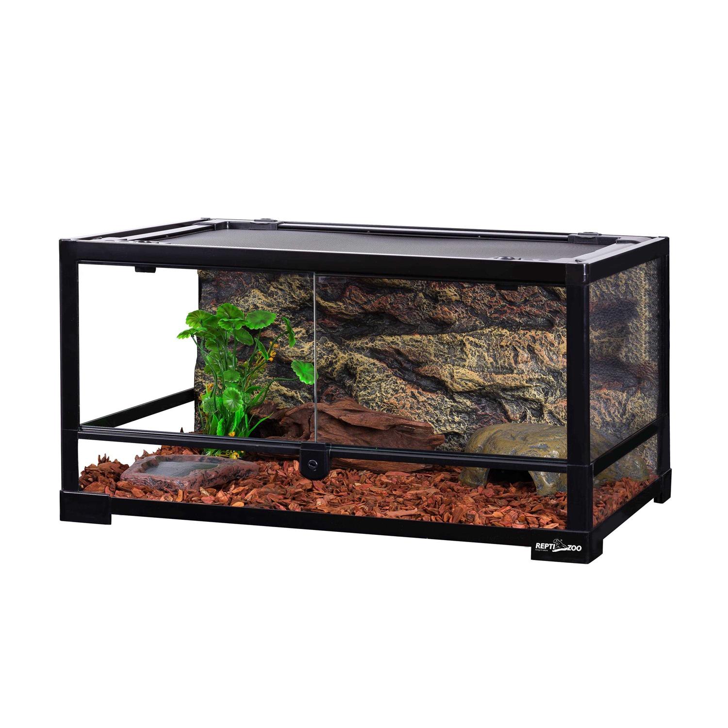 REPTIZOO RK0117 24 x 18 x 12.6 in. Reptile Glass Terrarium with Double Hinge Door - Healthber