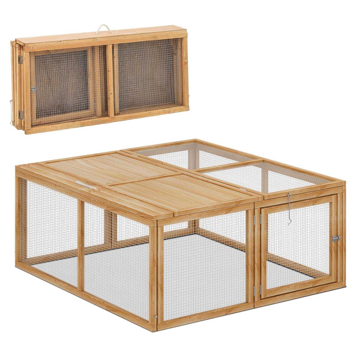 Magshion Wooden Chicken Coop Rabbit Hutch Pet cage Wood Small Animal Poultry cage Run - Healthber