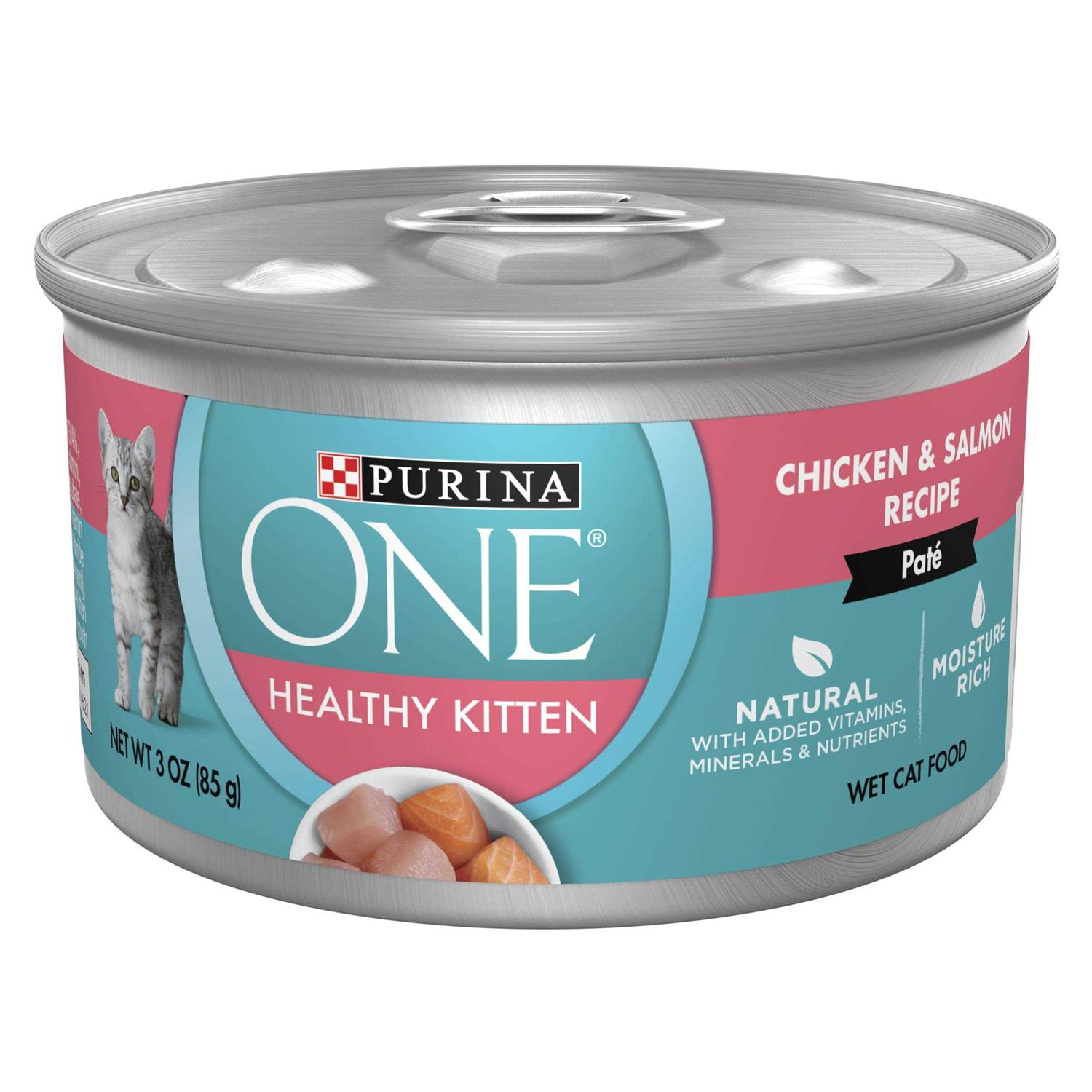 Purina ONE Healthy Kitten Grain Free Chicken & Salmon Pate Wet Cat Food - Healthber