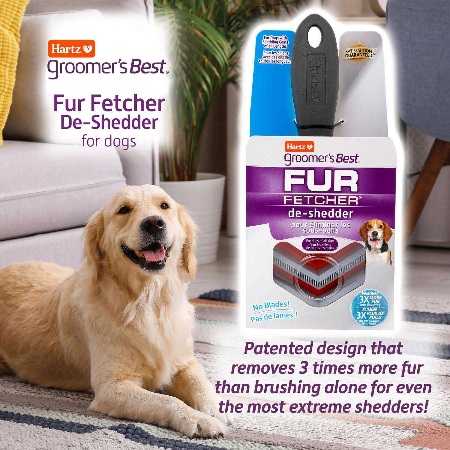 Hartz Groomer’s Best Fur Fetcher De-Shedder Grooming Tool for Dogs - Healthber