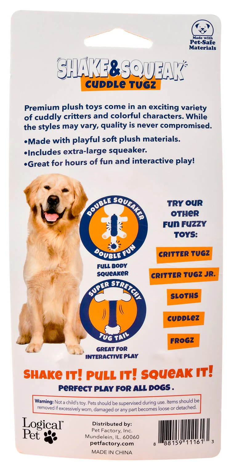 Shake & Squeak Cuddle Tugz Dog Toy, Assorted - Healthber